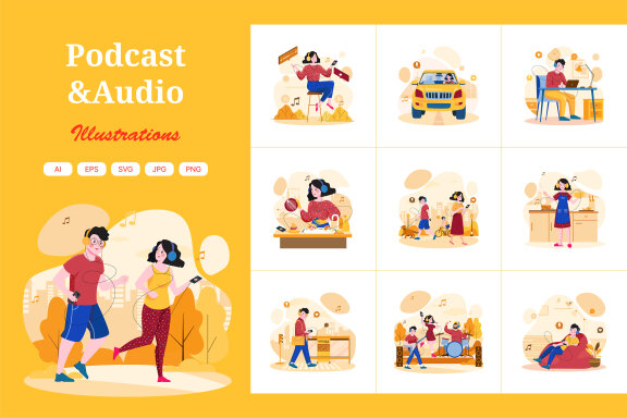 M472_Audio Podcast Illustration Pack
