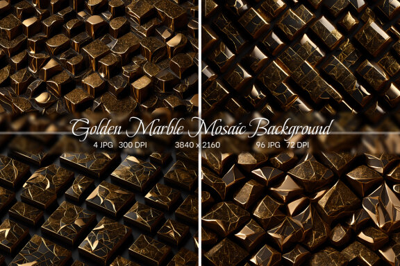 Golden Marble Mosaic Background