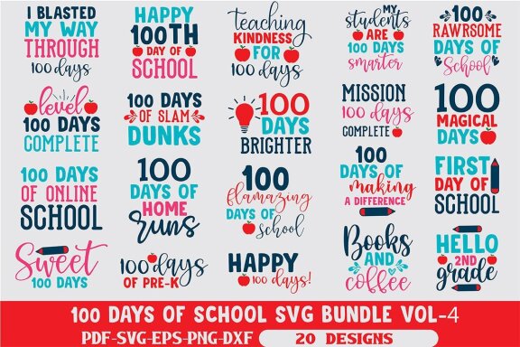 100 Days of School SVG Bundle 