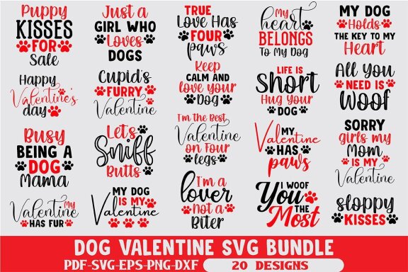 Dog Valentine SVG Bundle