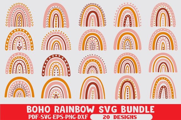 Boho Rainbow SVG Bundle