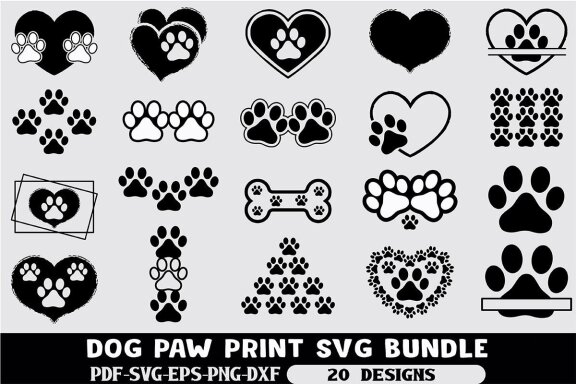 Dog Paw Print SVG Bundle