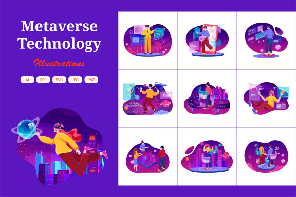 M468_Metaverse Technology Illustration Pack