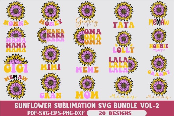 SUNFLOWER SUBLIMATION SVG BUNDLE