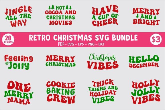 Retro Christmas Svg Bundle