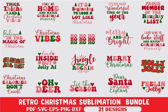 Retro Christmas Sublimation Bundle