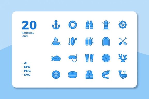 60 Nautical Icons (3 Style)