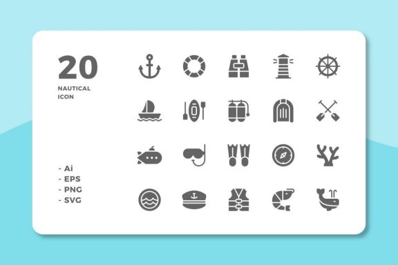 60 Nautical Icons (3 Style)