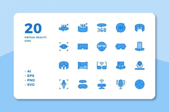 60 Virtual Reality Icons (3 Style)