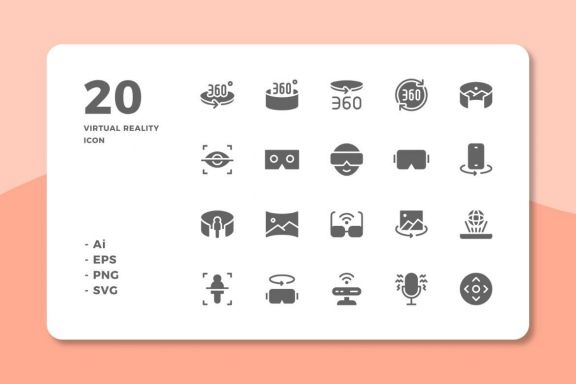 60 Virtual Reality Icons (3 Style)