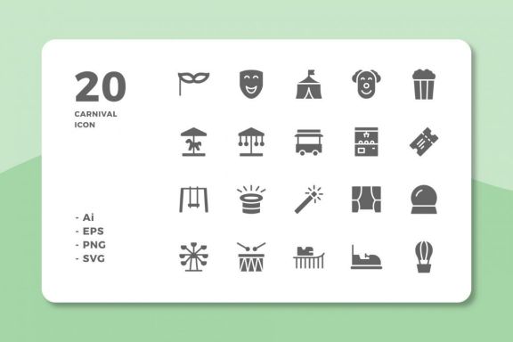 60 Carnival Icons (3 Style)