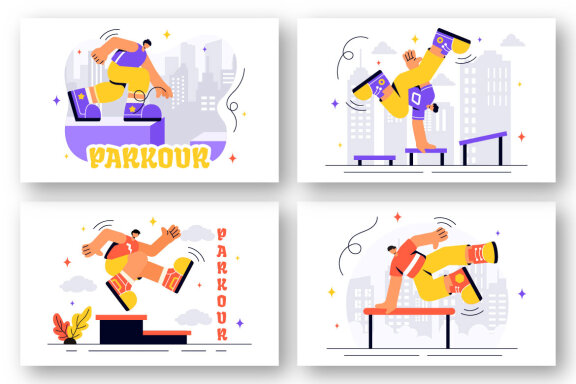 14 Parkour Sports Illustration
