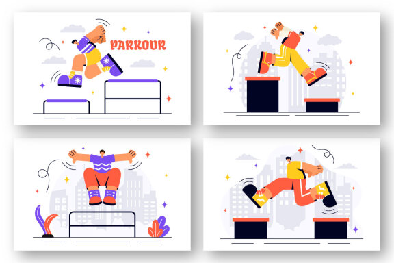 14 Parkour Sports Illustration