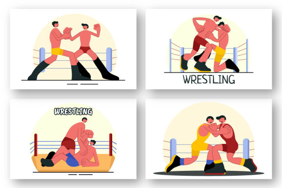 9 Wrestling Sport Illustration