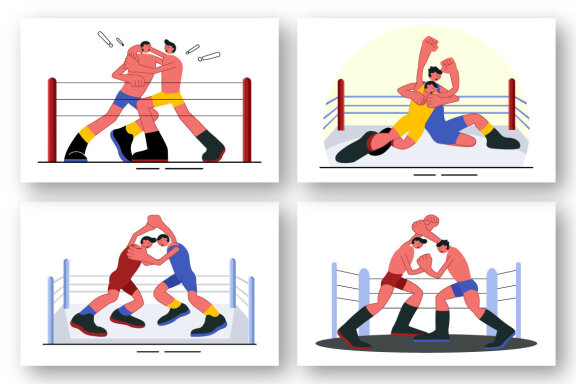 9 Wrestling Sport Illustration
