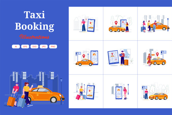 M394_Taxi Booking Illustration Pack