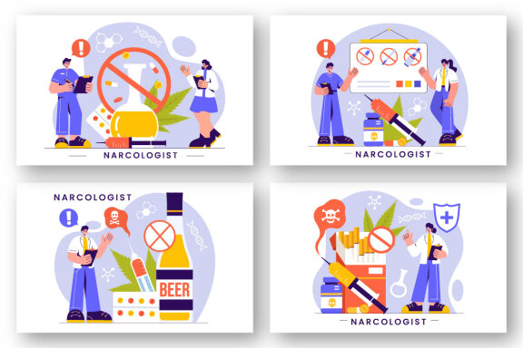 9 Narcologist Vector Illustration