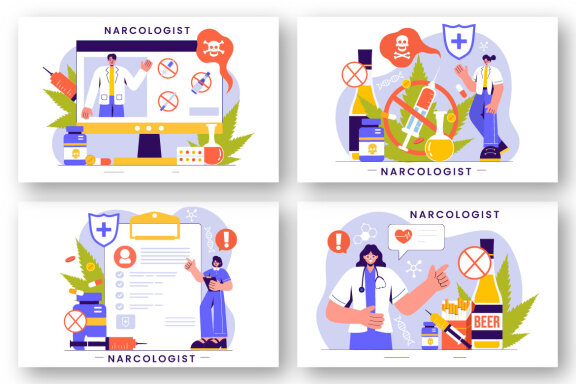 9 Narcologist Vector Illustration