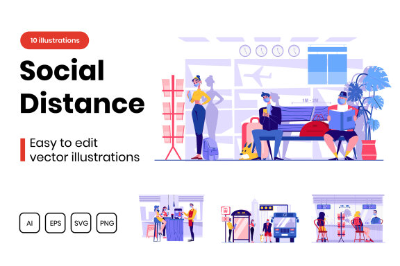 M317_ Social Distance Illustrations