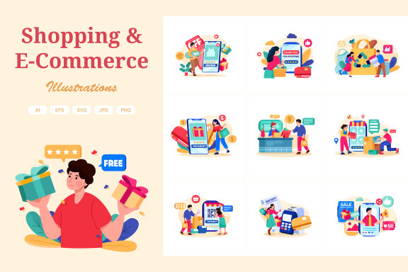 M307_ Shopping & E-Commerce Illustrations