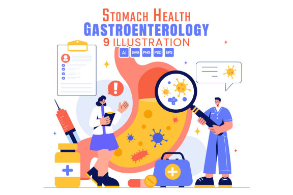 9 Stomach Health Gastroenterology Illustration