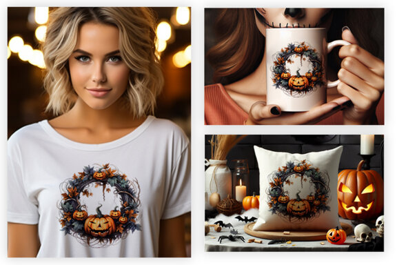 Halloween Wreath Sublimation Clipart Bundle