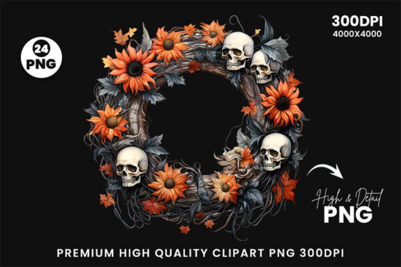 Halloween Wreath Sublimation Clipart Bundle