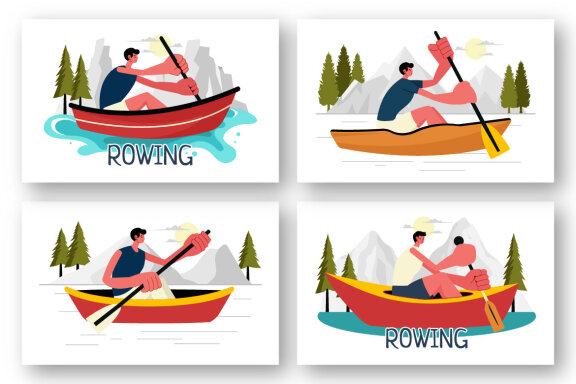 9 Rowing Sport Illustration