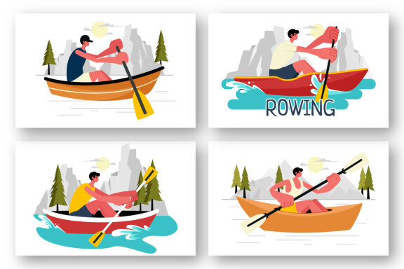 9 Rowing Sport Illustration