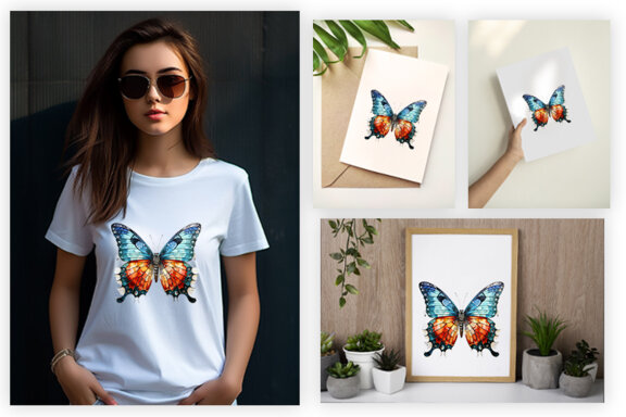 Watercolor Butterfly Clipart Sublimation PNG