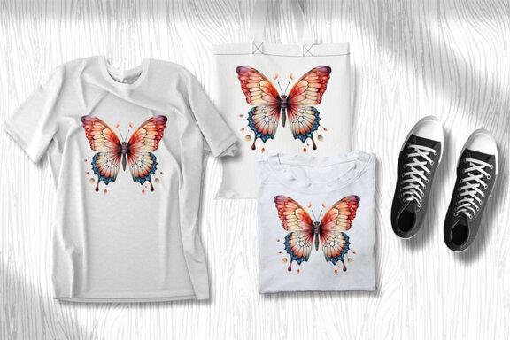 Watercolor Butterfly Clipart Sublimation PNG