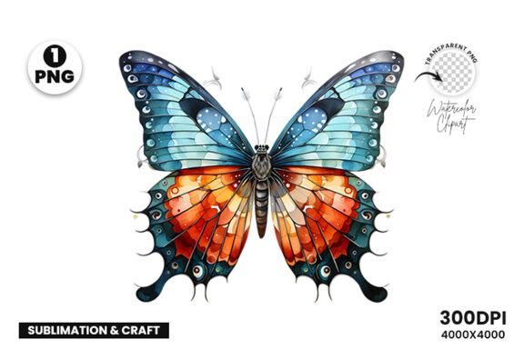 Watercolor Butterfly Clipart Sublimation PNG