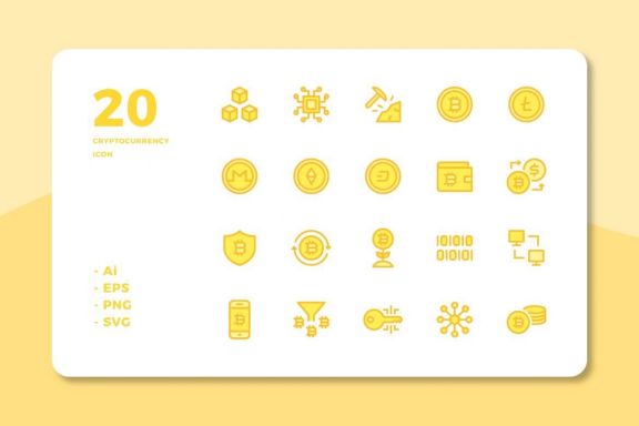 60 Cryptocurrency Icons (3 Style)
