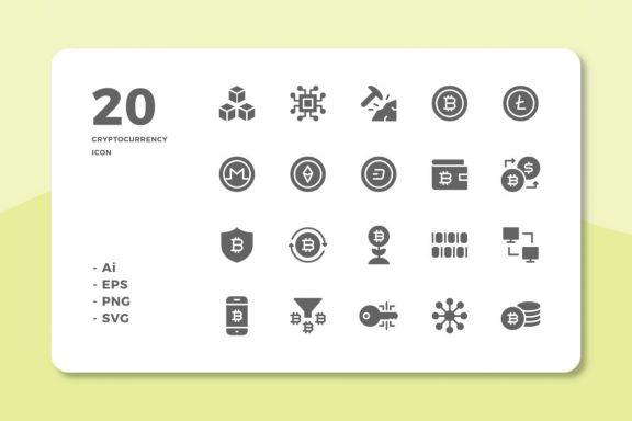 60 Cryptocurrency Icons (3 Style)