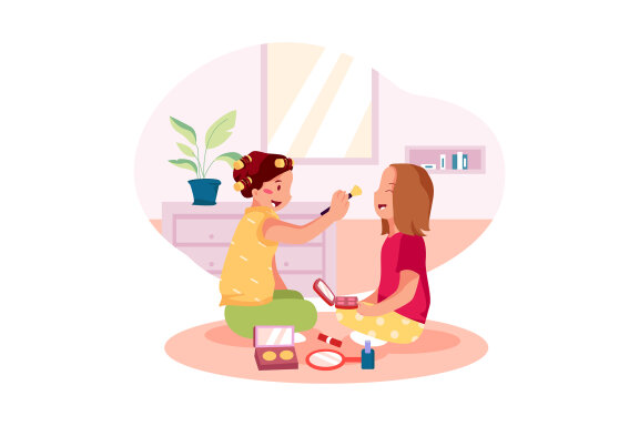 M271_ Mother with Kids Illustrations