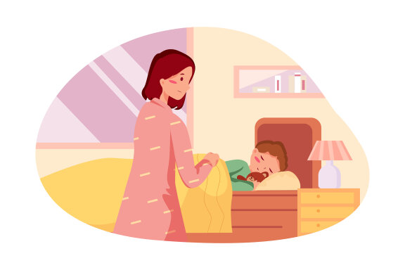 M271_ Mother with Kids Illustrations