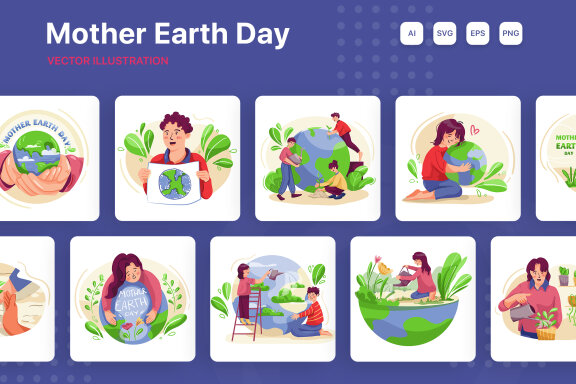 M263_ Mother Earth Day Illustrations