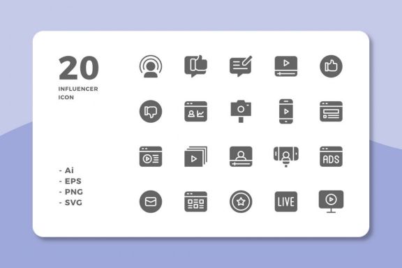 60 Influencer Icons (3 Style)