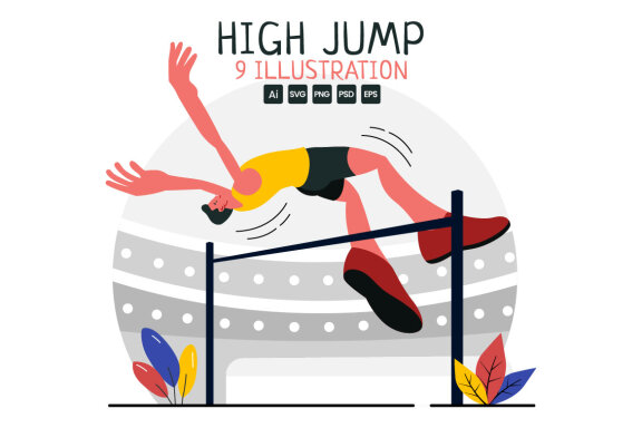 9 High Jump Sport Illustration