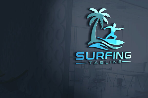 Wave Rider Surfing Logo Vector Design