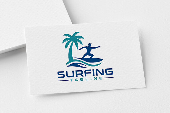 Wave Rider Surfing Logo Vector Design
