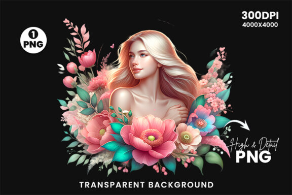 Women's Day flowers illustration Sublimation Clipart PNG