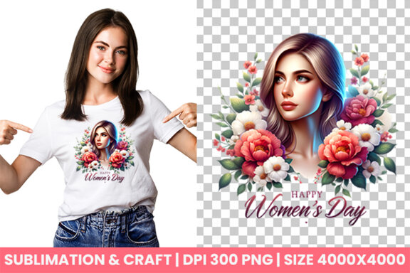 Women's Day flowers illustration Sublimation Clipart PNG