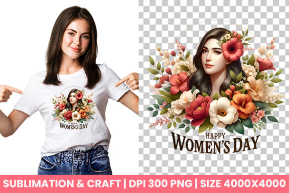 Women's Day flowers illustration Sublimation Clipart PNG