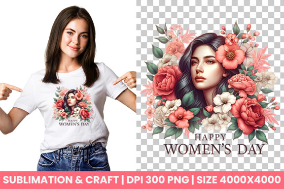 Women's Day flowers illustration Sublimation Clipart PNG