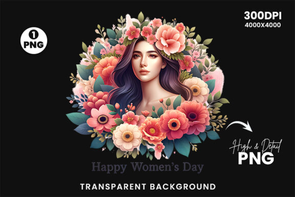 Women's Day flowers illustration Sublimation Clipart PNG