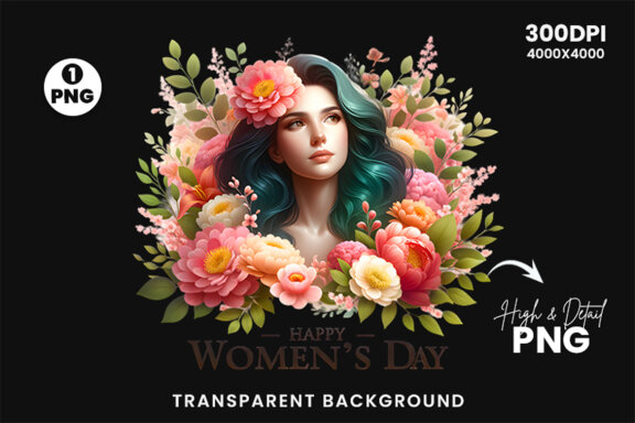 Women's Day flowers illustration Sublimation Clipart PNG