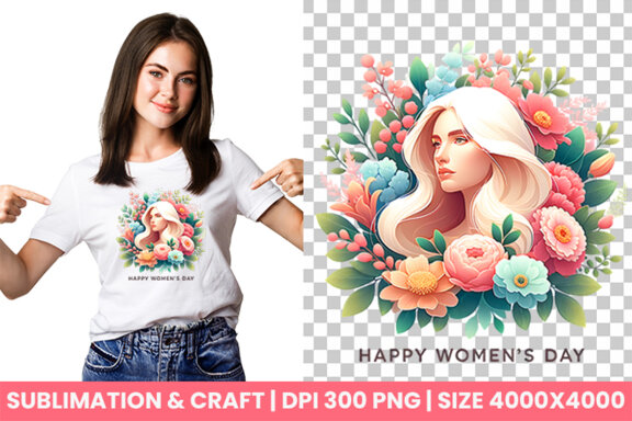Women's Day flowers illustration Sublimation Clipart PNG