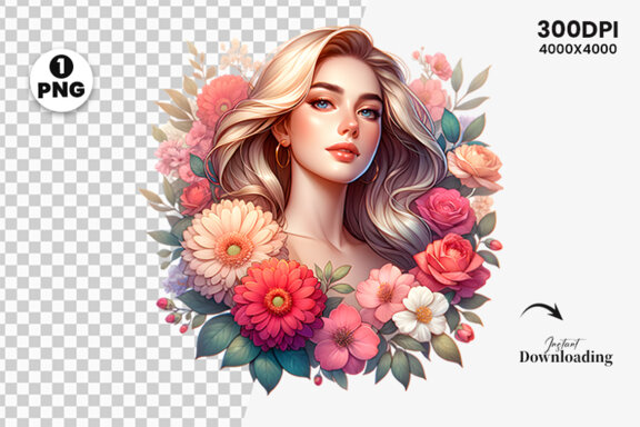 Women's Day flowers illustration Sublimation Clipart PNG