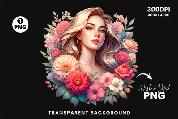 Women's Day flowers illustration Sublimation Clipart PNG